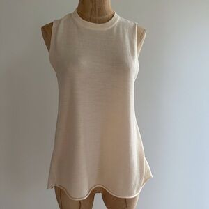 A.L.C. Cream Sleeveless Tank Top with Asymmetrical Hem